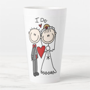 Bride & Groom Stick Figures Wedding I Do Latte Mug
