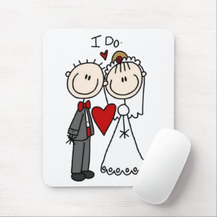 Bride & Groom Stick Figures Wedding I Do  Mouse Pad