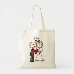 Bride & Groom Stick Figures Wedding I Do Tote Bag