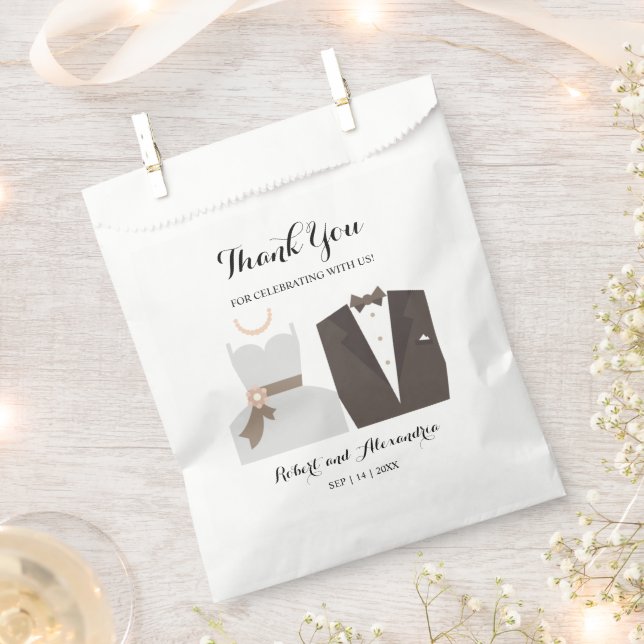 Bride & Groom Thank You for Coming Wedding Favour Bag (Clipped)