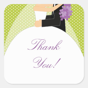 Bride & Groom Thank You Square Sticker! Square Sticker