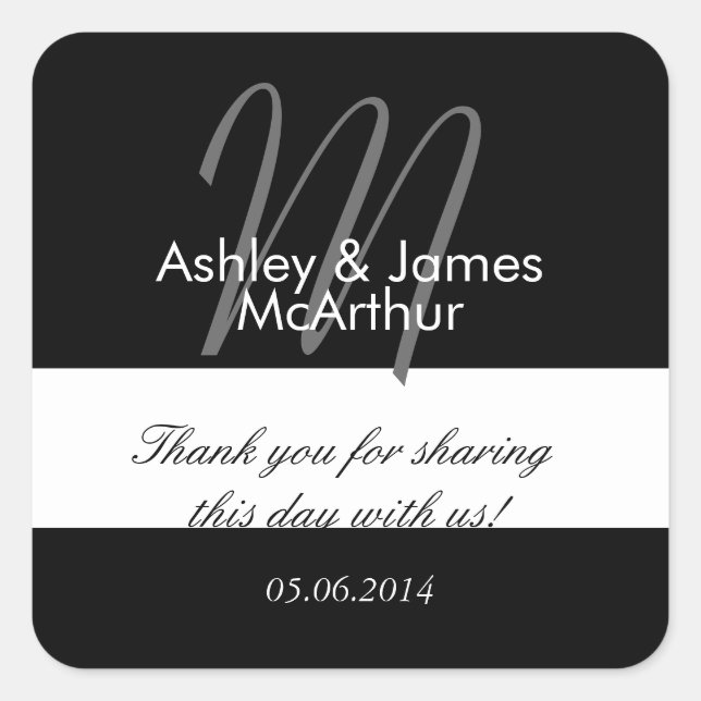 Bride Groom Thank You Wedding Favour Stickers (Front)