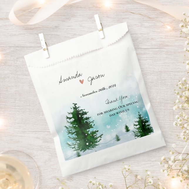 Bride Groom Thank You Winter Morning Wedding Party Favour Bag (Clipped)