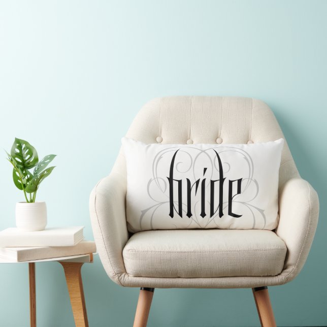 Bride Groom Together Lettering Tattoo Honeymoon Lumbar Pillow (Chair)