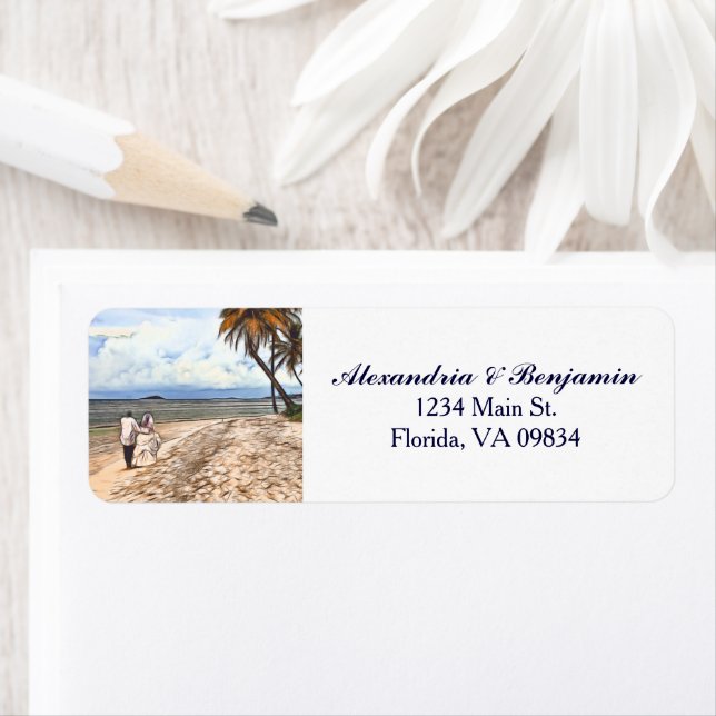 Bride Groom Tropical Beach Aquarelle personnalisée (En situation)