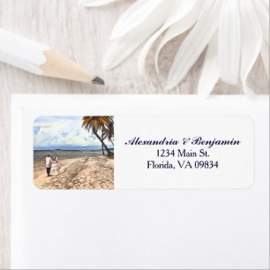 Bride Groom Tropical Beach Watercolor Custom
