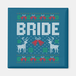 Bride groom ugly christmas sweater married couple magnet