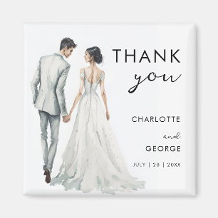 Bride Groom Watercolor Illustration wedding favour Magnet