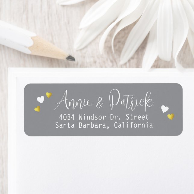 Bride Groom Wedding Adressing Love Hearts Grey (Insitu)