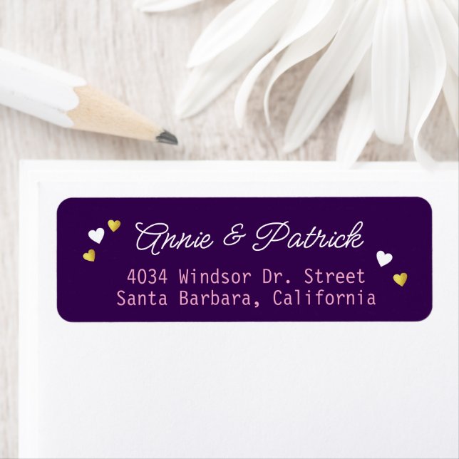 Bride Groom Wedding Adressing Love Hearts Purple (Insitu)