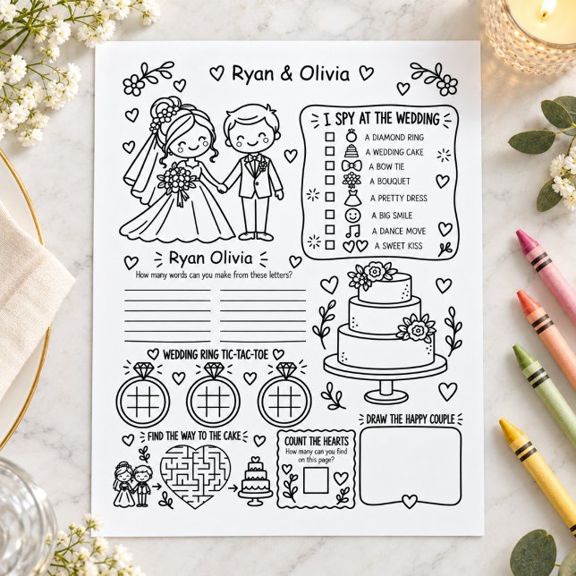 Bride & Groom Wedding Colouring Activity Sheet (Bride & Groom Wedding Coloring Activity Sheet
)