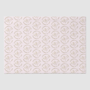 Bride Groom Wedding Date Gold Embossed Heart Tissue Paper