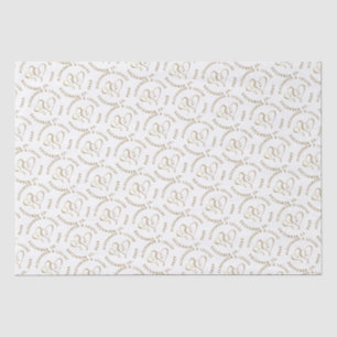 Bride Groom Wedding Date Gold Embossed Heart Tissue Paper