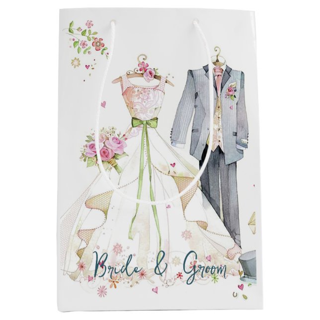 Bride & Groom Wedding Dress  Medium Gift Bag (Front)