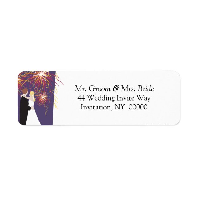 Bride Groom Wedding Fireworks Return Address Label (Front)