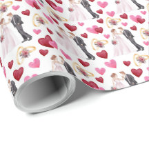 Bride & Groom Wedding Gift Wrapping Paper
