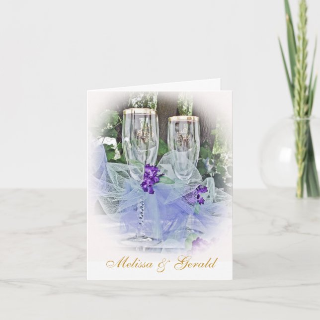 Bride & Groom Wedding Glasses Invitation (Front)