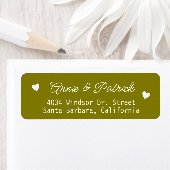 Bride Groom Wedding Mailing Olive Return Address (Insitu)