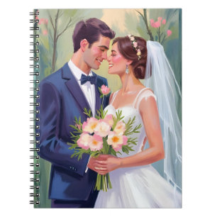 Bride & Groom   Wedding Newlyweds Watercolor Notebook