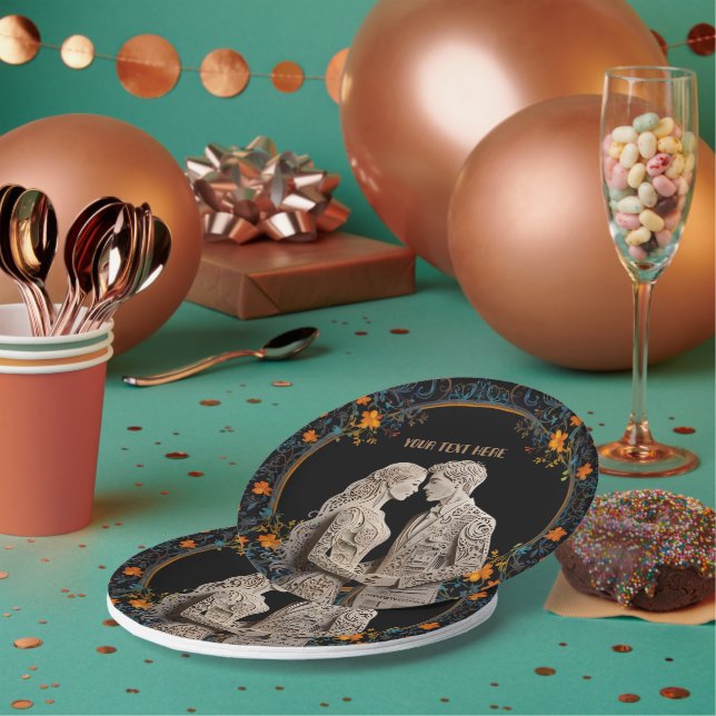 Bride & Groom Wedding Personalised  Paper Plate (Multi)