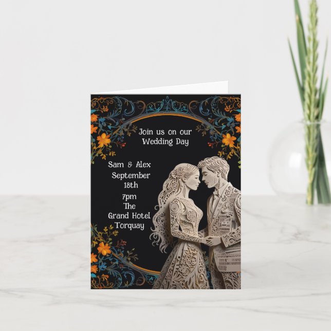 Bride & Groom Wedding Personalized  Note Card (Front)