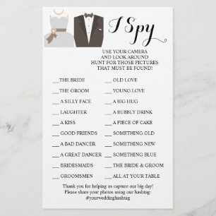 Bride & Groom Wedding Reception I Spy Game Card