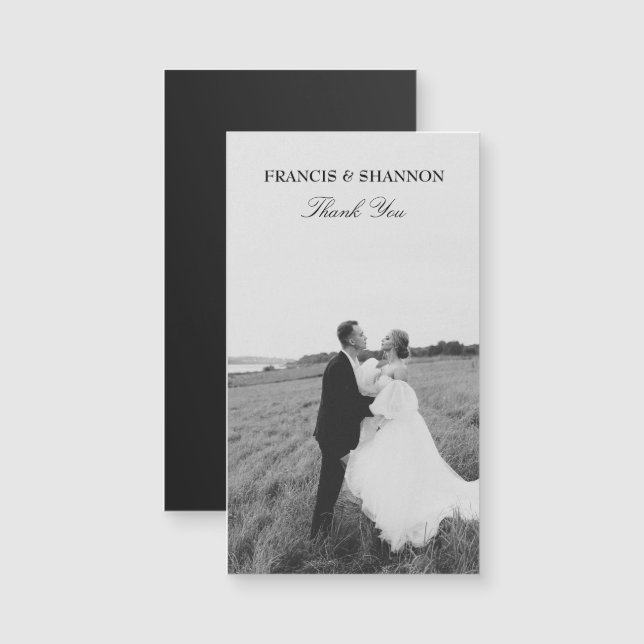 Bride Groom Wedding Thank You Magnetic Photo Card (Front/Back)