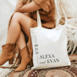 Bride   Groom Wedding Welcome Giveaway  Tote Bag<br><div class="desc">Prepare for your big day and send your honorable guests home with our fully customizable wedding giveaway tote bags. This design features the names of the bride and groom, as well as your wedding date as a sweet parting gift and thank you. This design can also be used as a...</div>