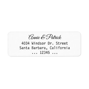bride & groom wedding white return address