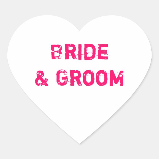Bride & Groom White Conversation Heart Heart Sticker (Front)