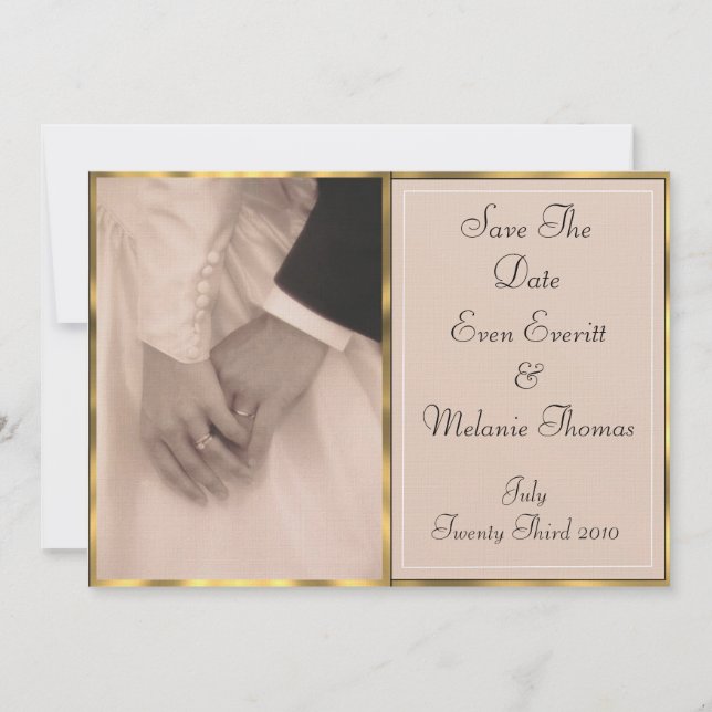 Bride & Grooms Hands Save The Date (Front)
