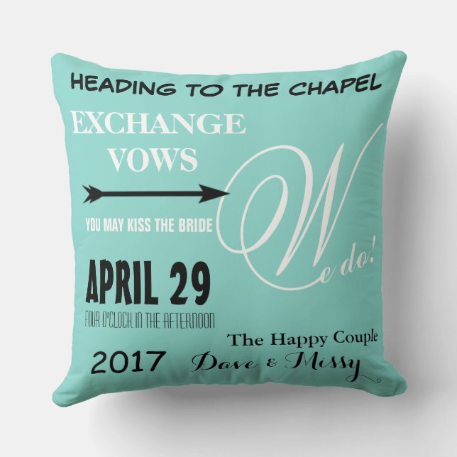 BRIDE Heading To The Chapel Wedding We Do Throw Pillow (Back)