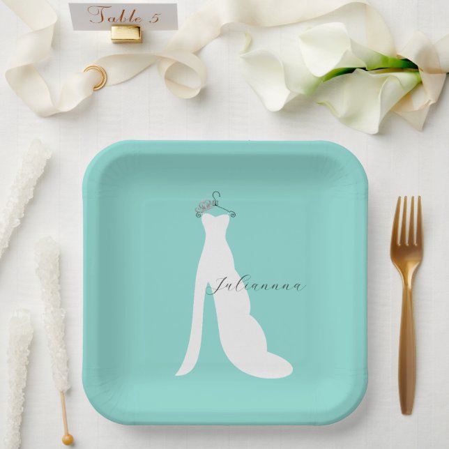 BRIDE Here Comes The Bride Party Personalized Paper Plate (Wedding)