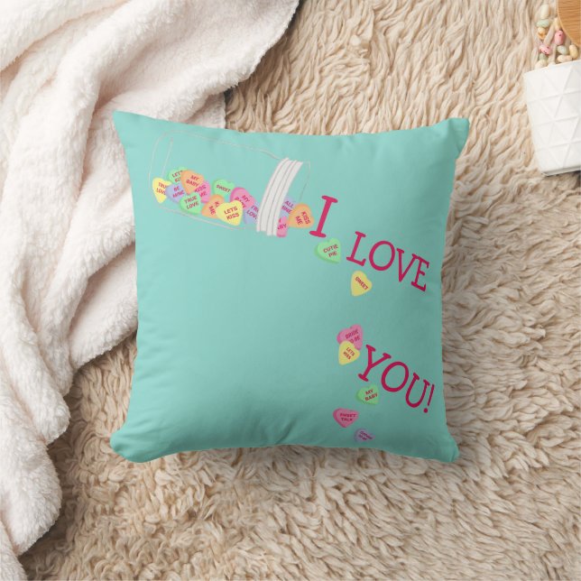 BRIDE I Love You Candy Hearts Valentine Party Throw Pillow (Blanket)