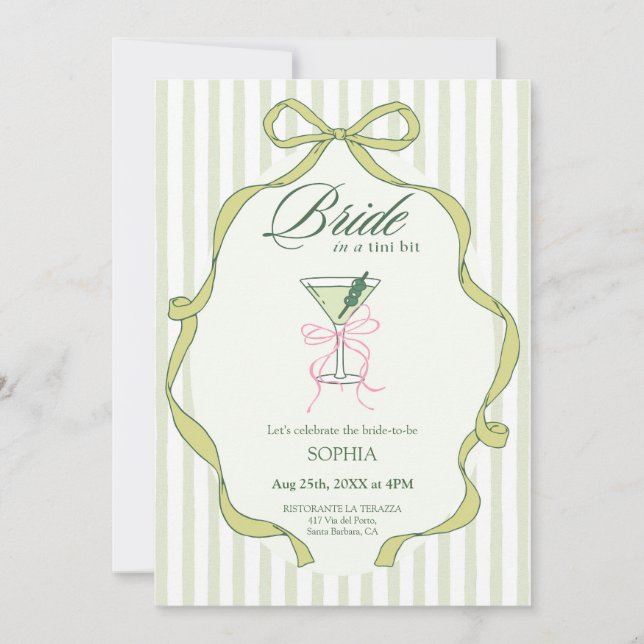 Bride in a Tini Bit Bachelorette Invitation (Front)