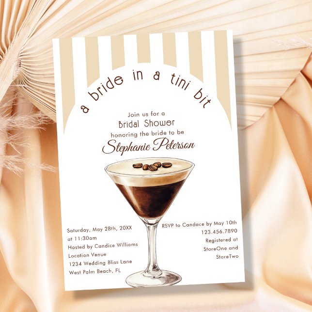 Bride In a Tini Bit Espresso Martini Bridal Shower Invitation (Creator Uploaded)