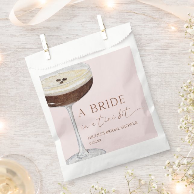 Bride In A Tini Bit Expresso Martini Bridal Shower Favour Bag (Clipped)
