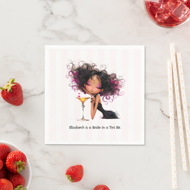 Bride in a Tini Bit Martini Bachelorette Party Napkin (Insitu)