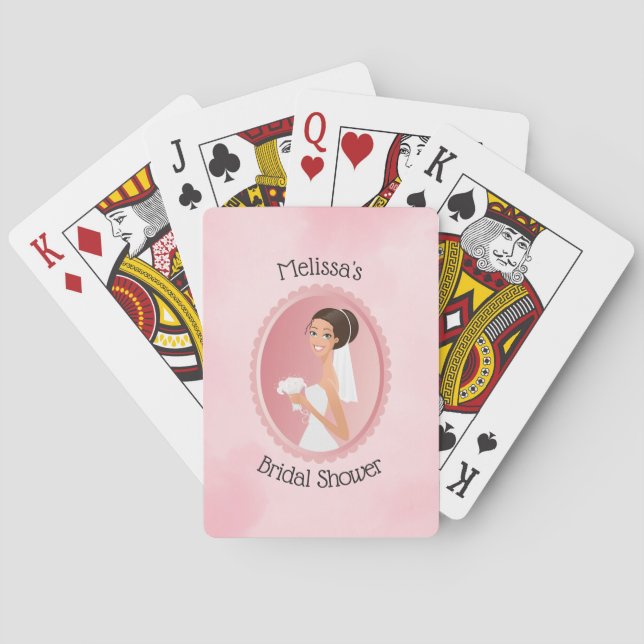 Bride in a Veil Holding Flowers Bridal Shower Playing Cards (Back)