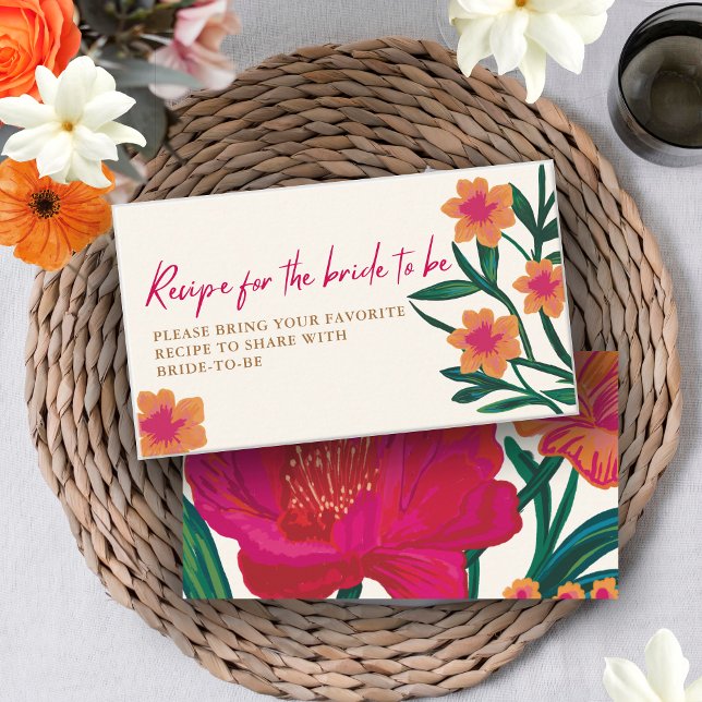 Bride in bloom Bridal Shower Share A Recipe  Enclosure Card (Creator Uploaded)
