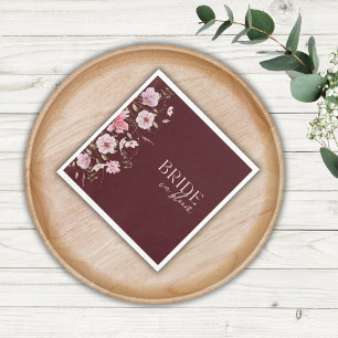 Bride in Bloom Burgundy Floral Bridal Shower Napkin