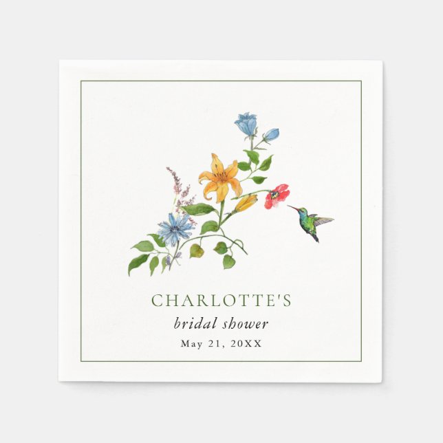 Bride in bloom Floral Bridal Shower Napkin (Front)