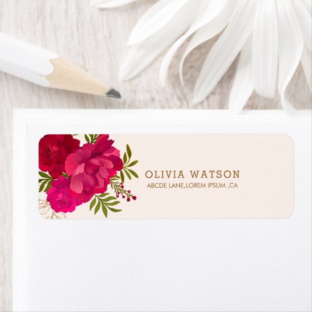 Bride in bloom floral bridal shower return address (Insitu)