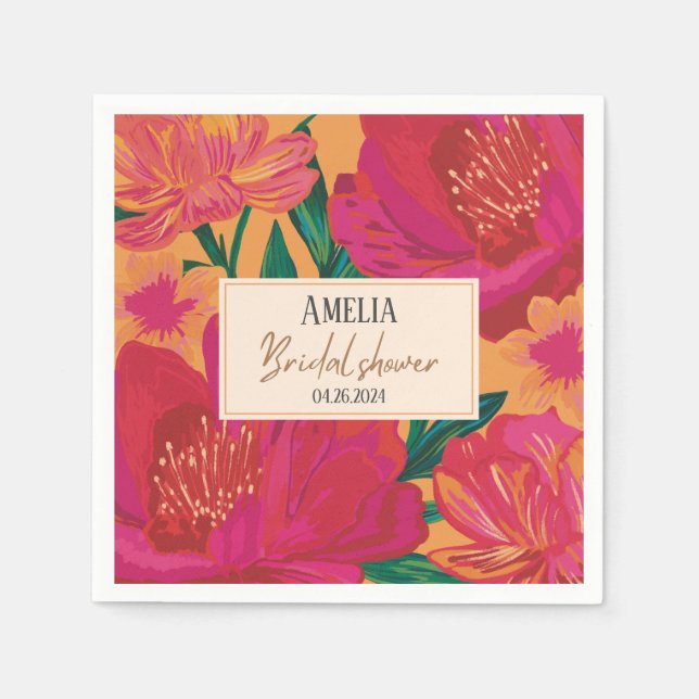 Bride in bloom floral Bridal Shower Table decor Napkin (Front)