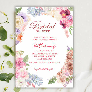 Bride in bloom spring floral girl bridal shower invitation
