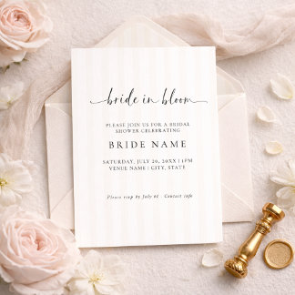 Bride in Bloom Stripe Bridal Shower Invitation