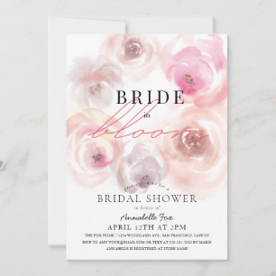 Bride in Bloom Watercolor Rose Bridal Shower Invitation
