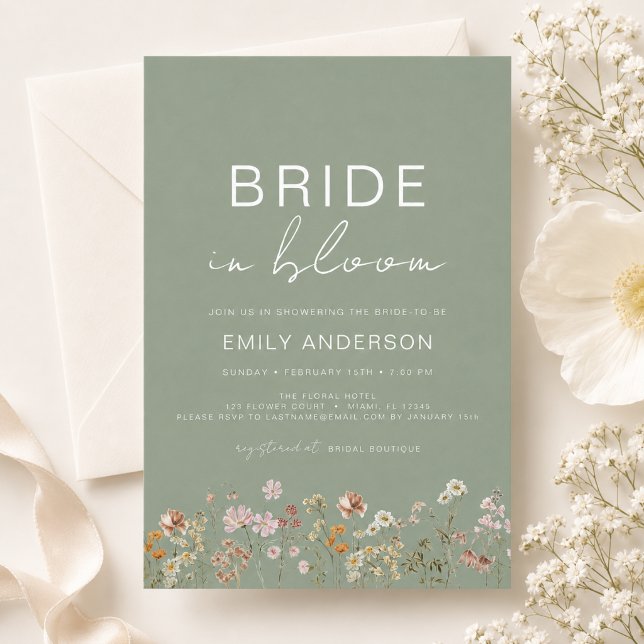 Bride in Bloom Wildflower Bridal Shower Invitation (Creator Uploaded)