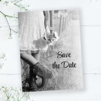 Bride in Cowboy Boots Sunflower Save the Date