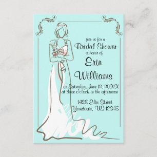 Bride in Dress Sketch Bridal Shower Invitation
